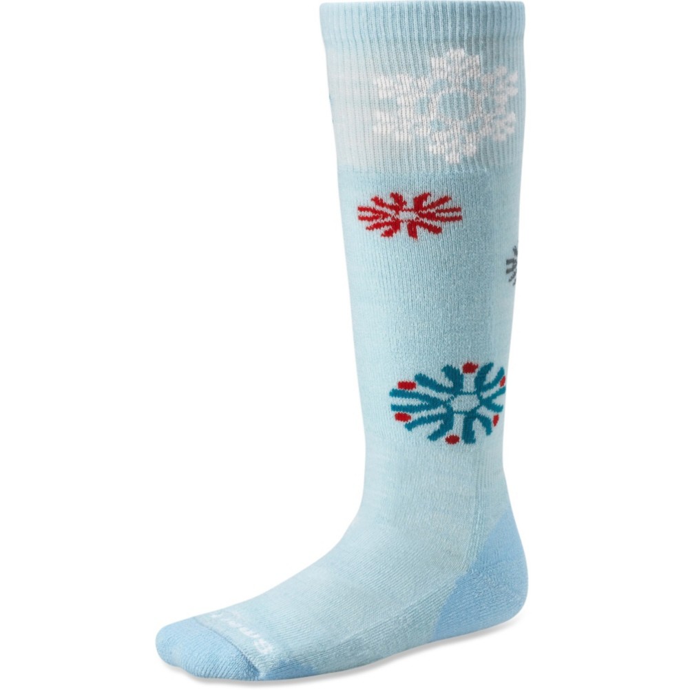SmartWool Wintersport Snowflake Girls Ski Socks, Blue Print, medium