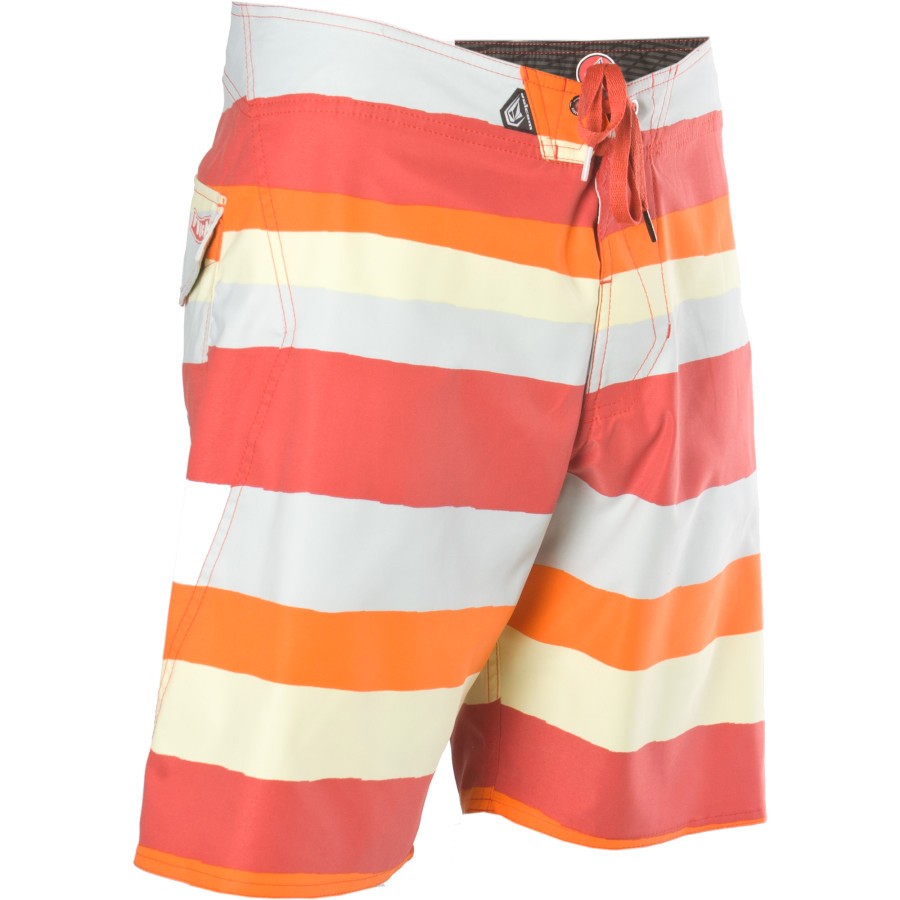 Volcom Maguro Stripe Boys Bathing Suit, Deep Red, medium