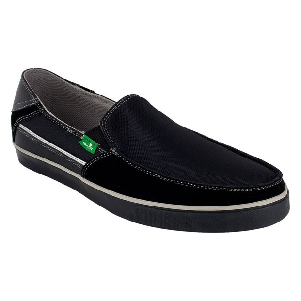 Sanuk Standard Streaker Mens Shoes, Black-Gray, medium
