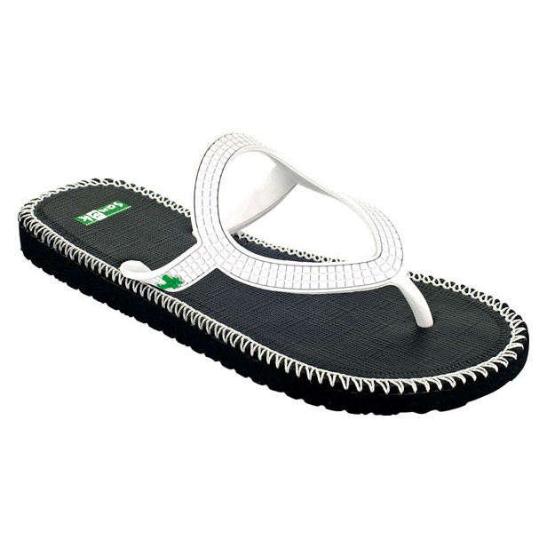 Sanuk Ibiza Stitch Womens Flip Flops, Black-White, swatch