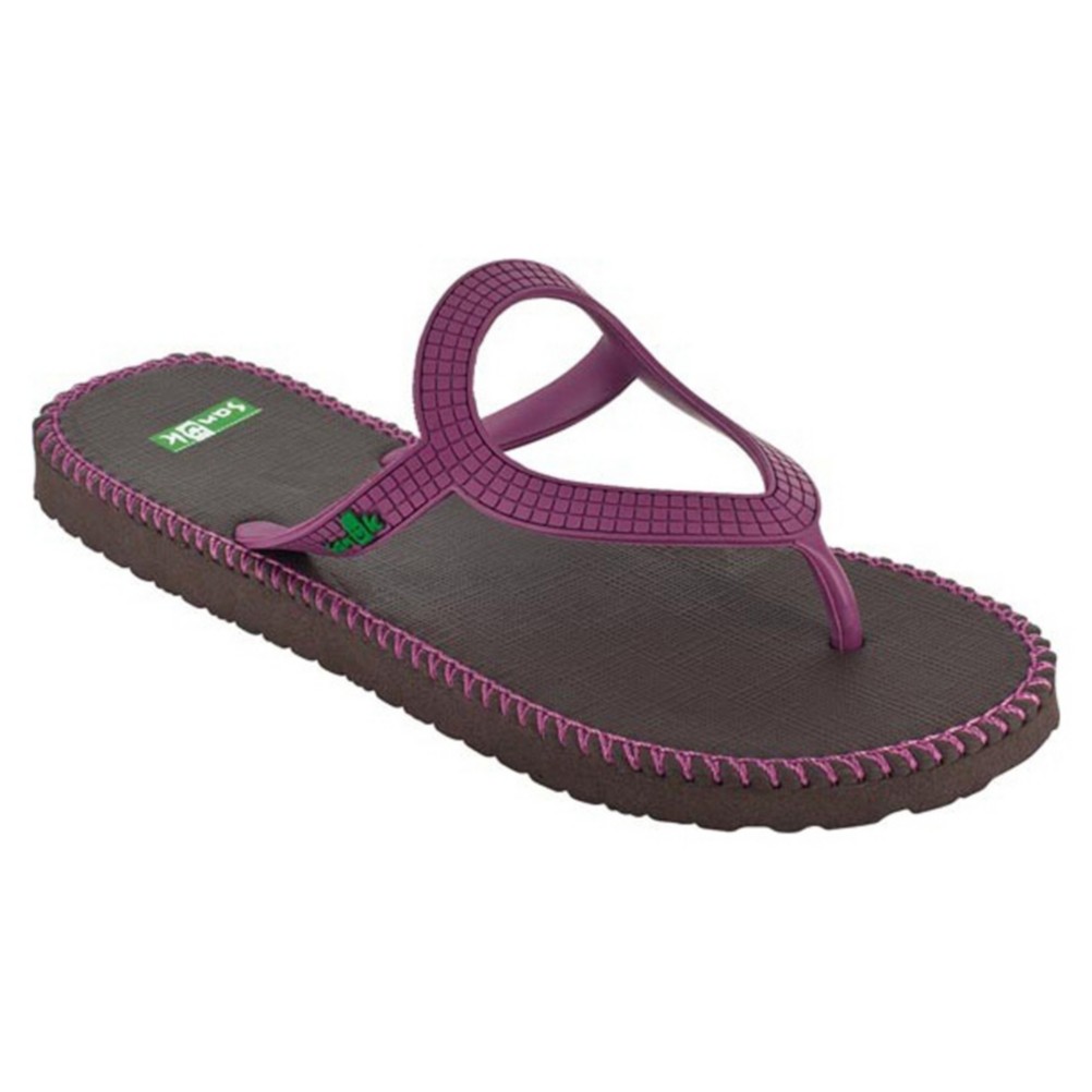 Sanuk Ibiza Stitch Womens Flip Flops, Fuschia, swatch