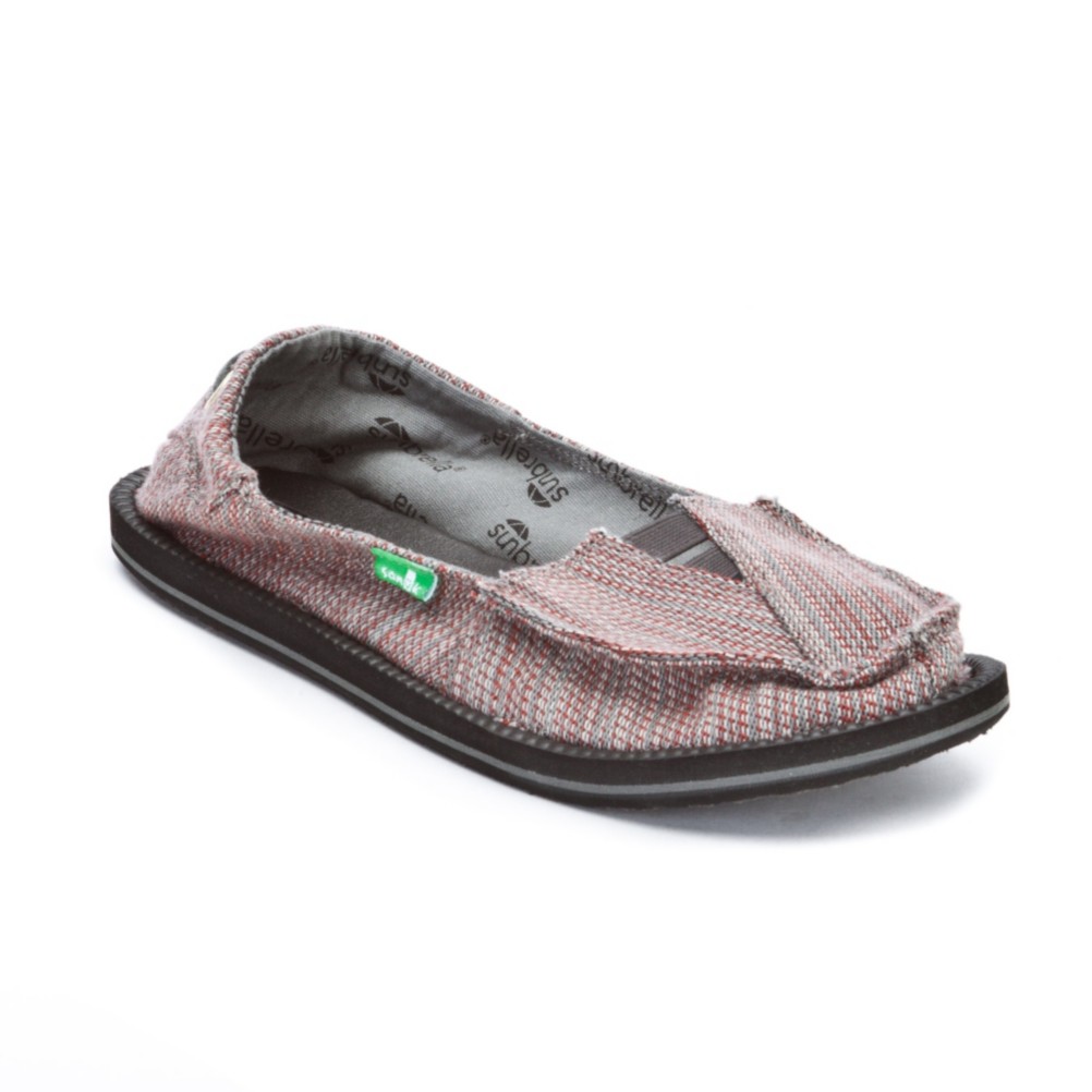 Sanuk Castaway Sunbrella Womens Shoes, Red Stripes, medium