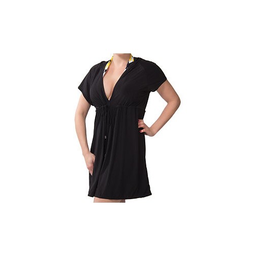 Magic Suit Solid Hoodie Dress Bathing Suit Cover Up, Black, medium