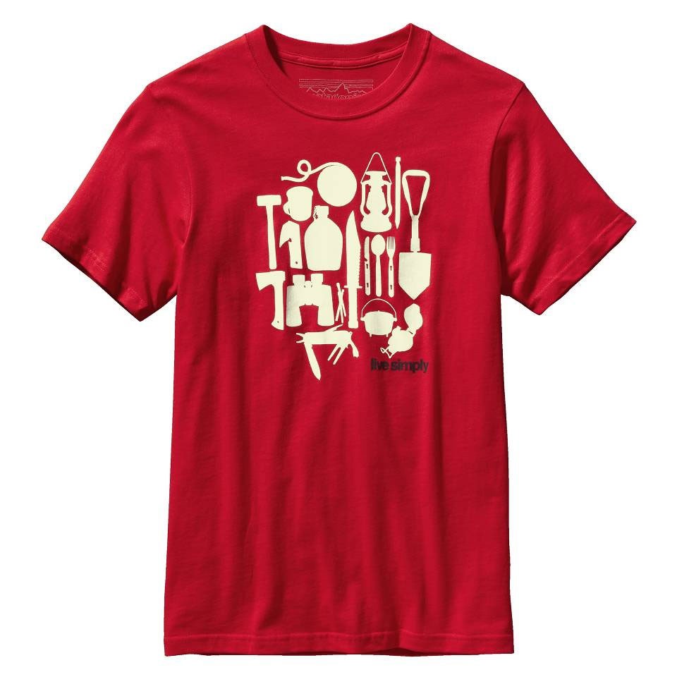 Patagonia Mens Live Simply Camping T-Shirt, Red Delicious, medium