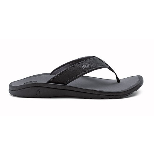 Olukai Ohana Mens Flip Flops, Black-Dark Shadow, medium
