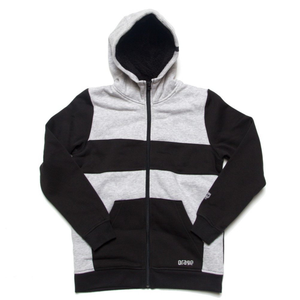 Orage Jen Fleece Kids Hoodie, Black-Heather Grey, swatch