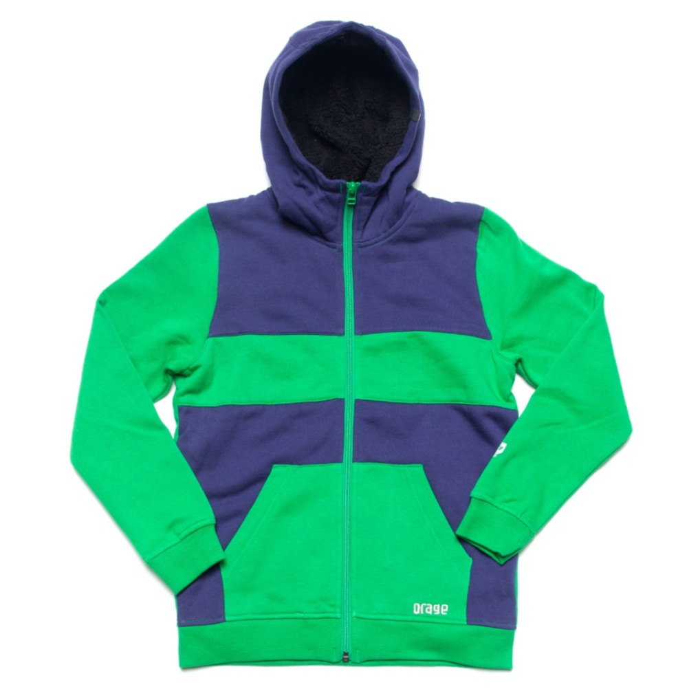 Orage Jen Fleece Kids Hoodie, Green-Deep Indigo, swatch