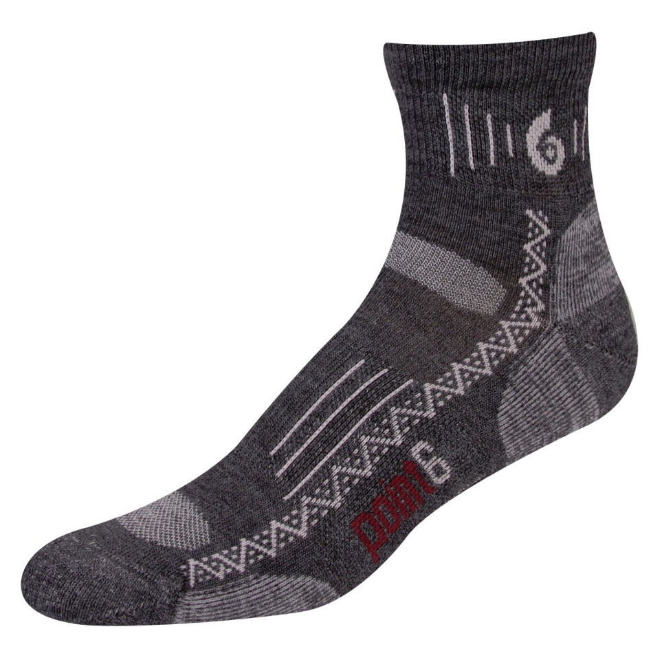 Point6 Hiking Tech Light Mini Crew Socks, Gray, medium