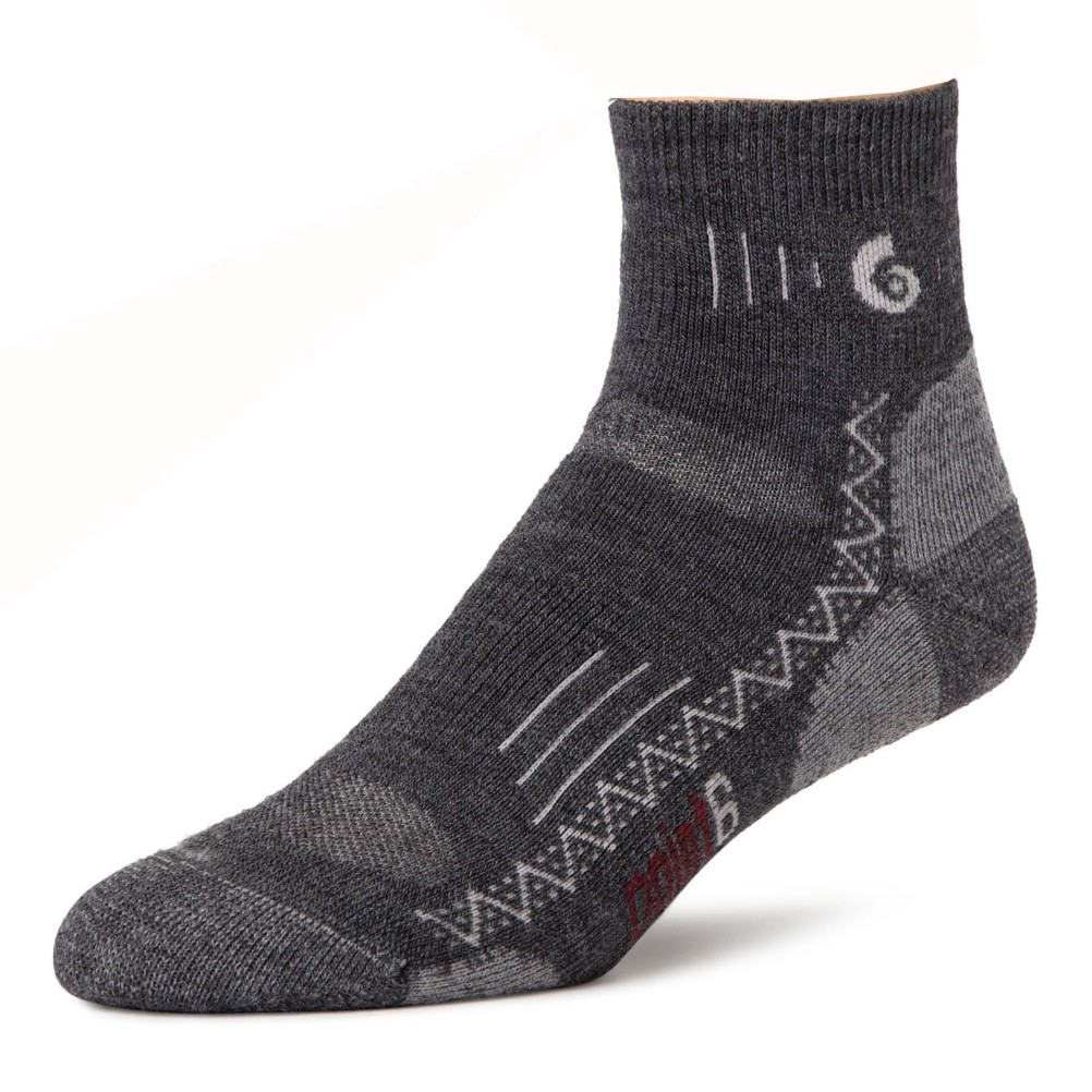Point6 Hiking Tech Medium Mini Crew Socks, Gray, medium