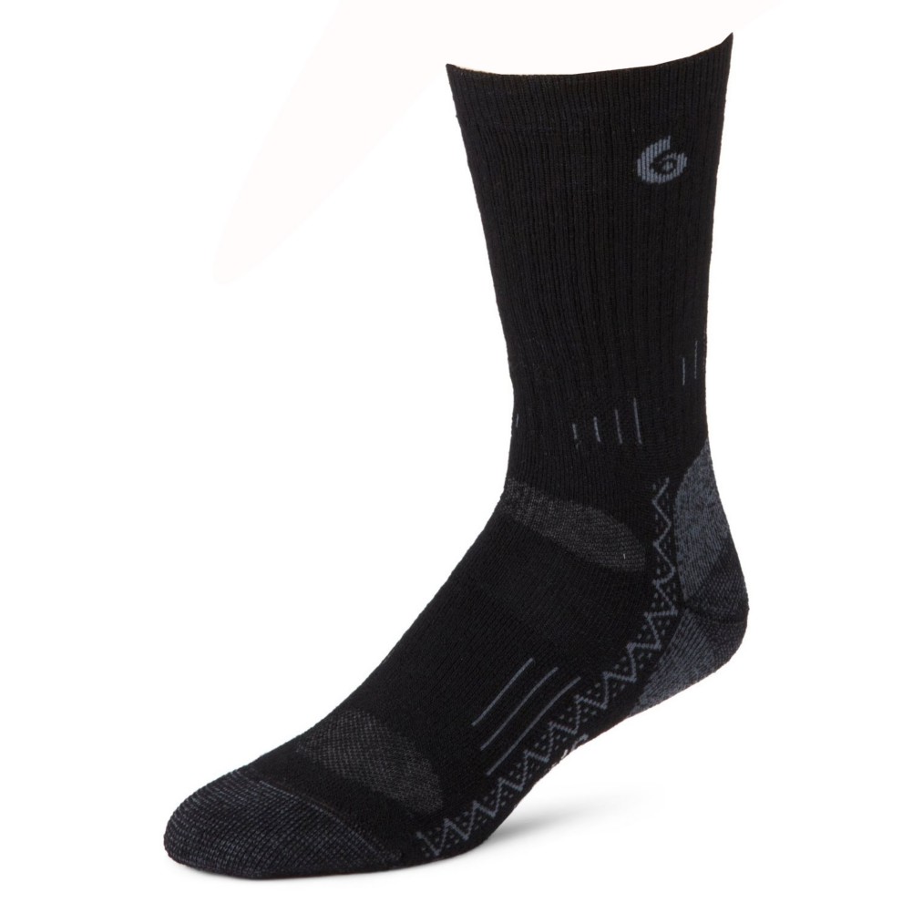 Point6 Hiking Tech Medium Crew Socks, Black, medium