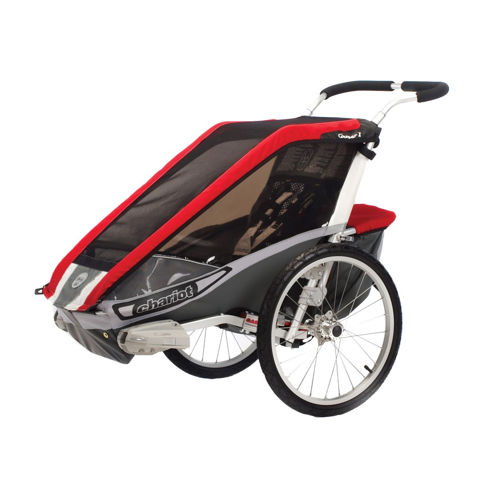 Chariot Carriers Cougar 1 Stroller, Red-Silver-Grey, medium