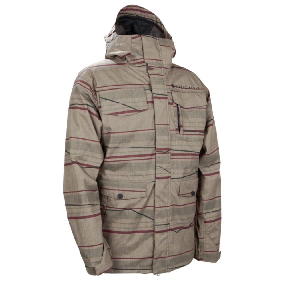 686 Smarty Shift Mens Insulated Snowboard Jacket, Tobacco Linen Stripes, swatch
