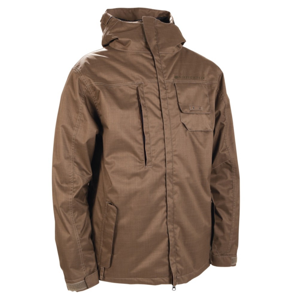 686 Mannual Legacy Mens Insulated Snowboard Jacket, Dark Tobacco Herringbone Denim, swatch
