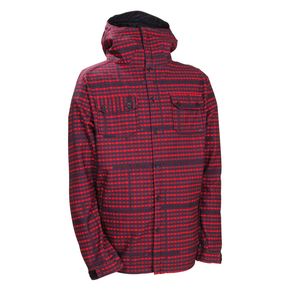 686 Plexus Clash Mens Snowboard Mens Soft Shell Jacket, Red Plaid Print, medium