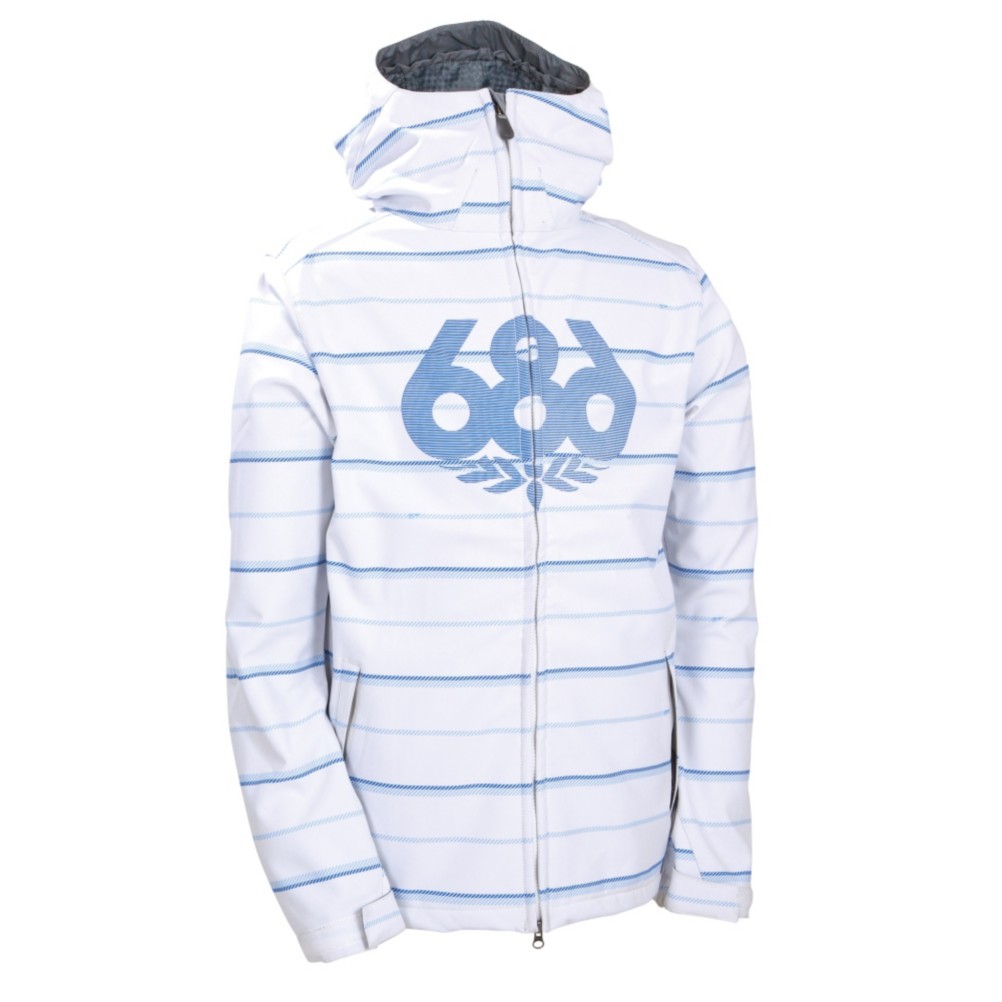 686 Plexus Tag Mens Snowboard Softshell Jacket Mens Soft Shell Jacket, White Twill Stripe, medium
