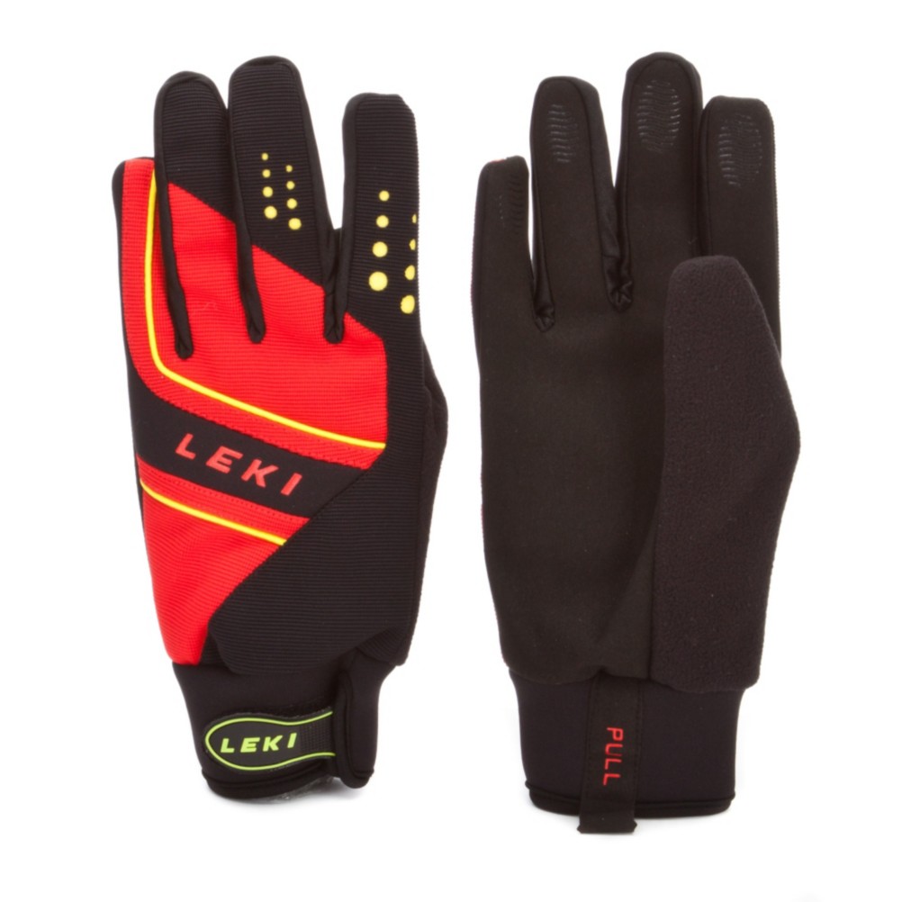 Leki Thermoshield Gloves, Black-Red-Yellow, medium