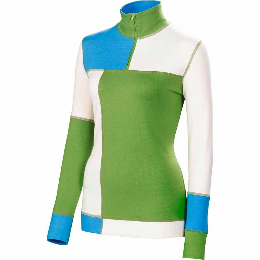 Neve Designs Color Block Zip Neck Womens Sweater, Vivid Green, swatch