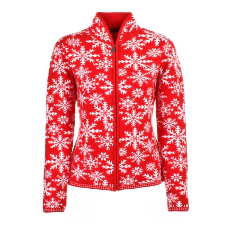 Neve Designs Ingrid Ice Crystals FZ Cardigan Womens Sweater, Cherry, swatch