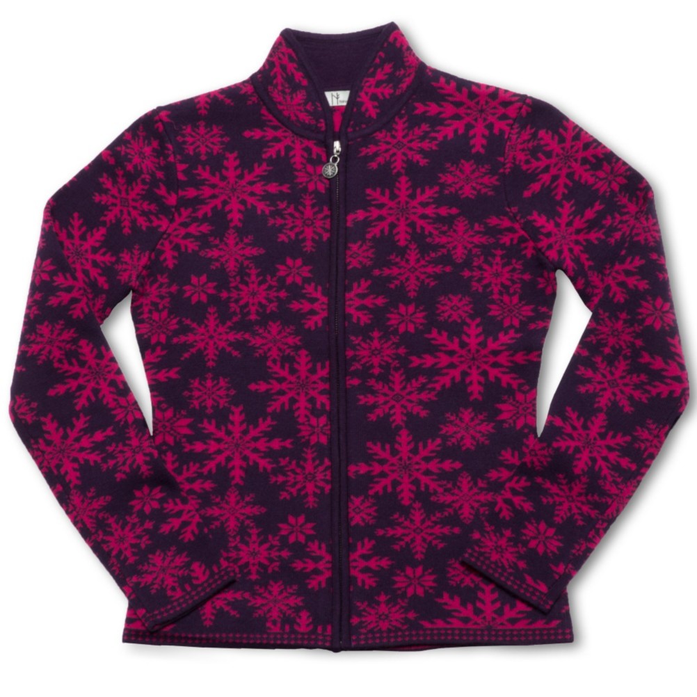 Neve Designs Ingrid Ice Crystals FZ Cardigan Womens Sweater, Grape, swatch
