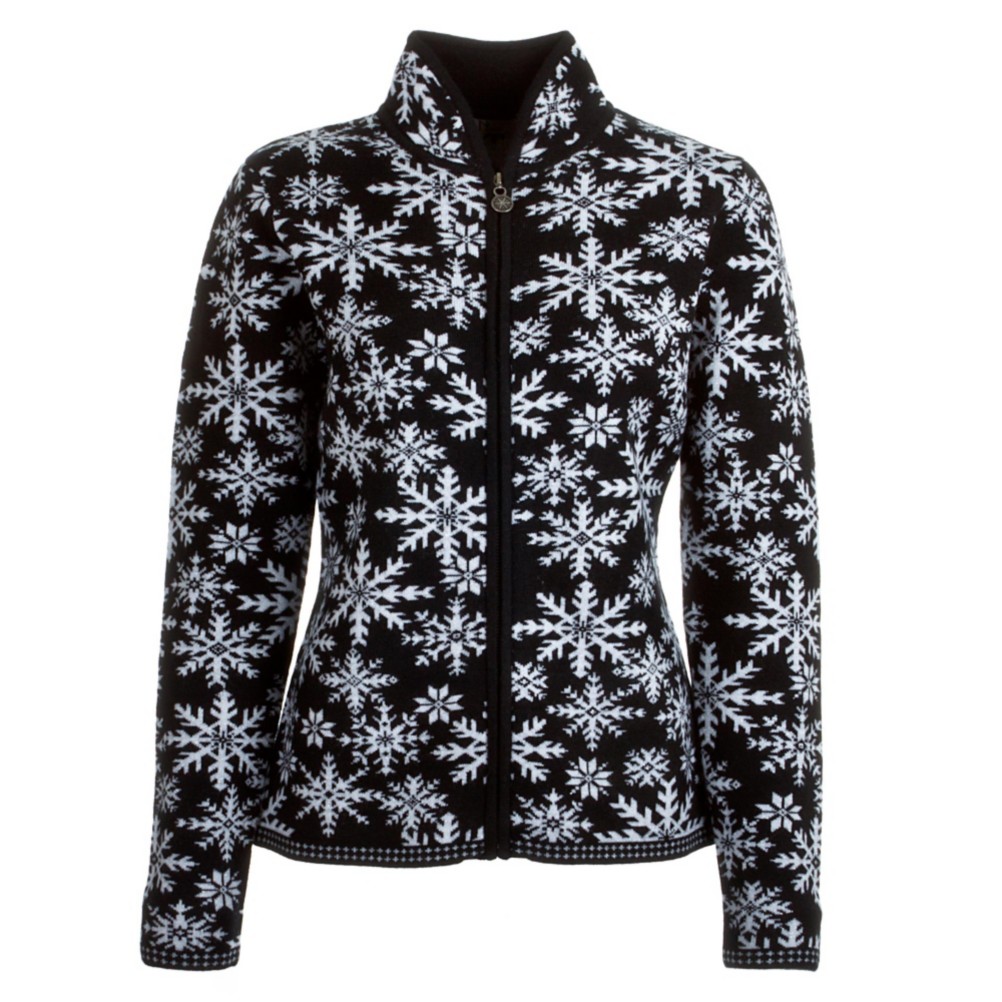 Neve Designs Ingrid Ice Crystals FZ Cardigan Womens Sweater, Black, medium