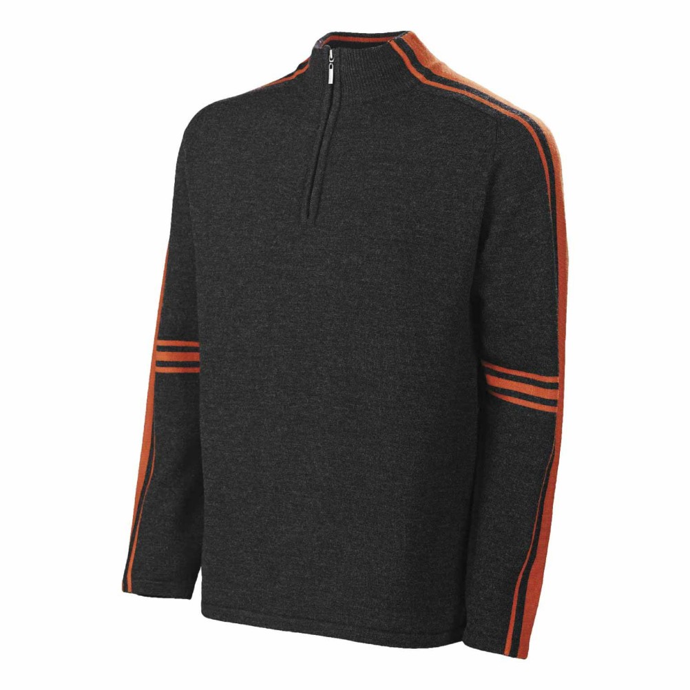 Neve Designs Gordon Zip Neck Mens Sweater, Burnt Orange, swatch