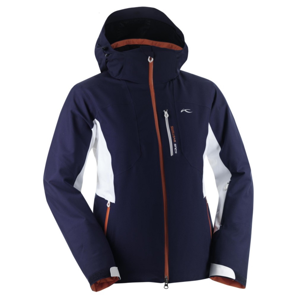 KJUS Formula Womens Insulated Ski Jacket, Peacoat-White-Red Orange, swatch
