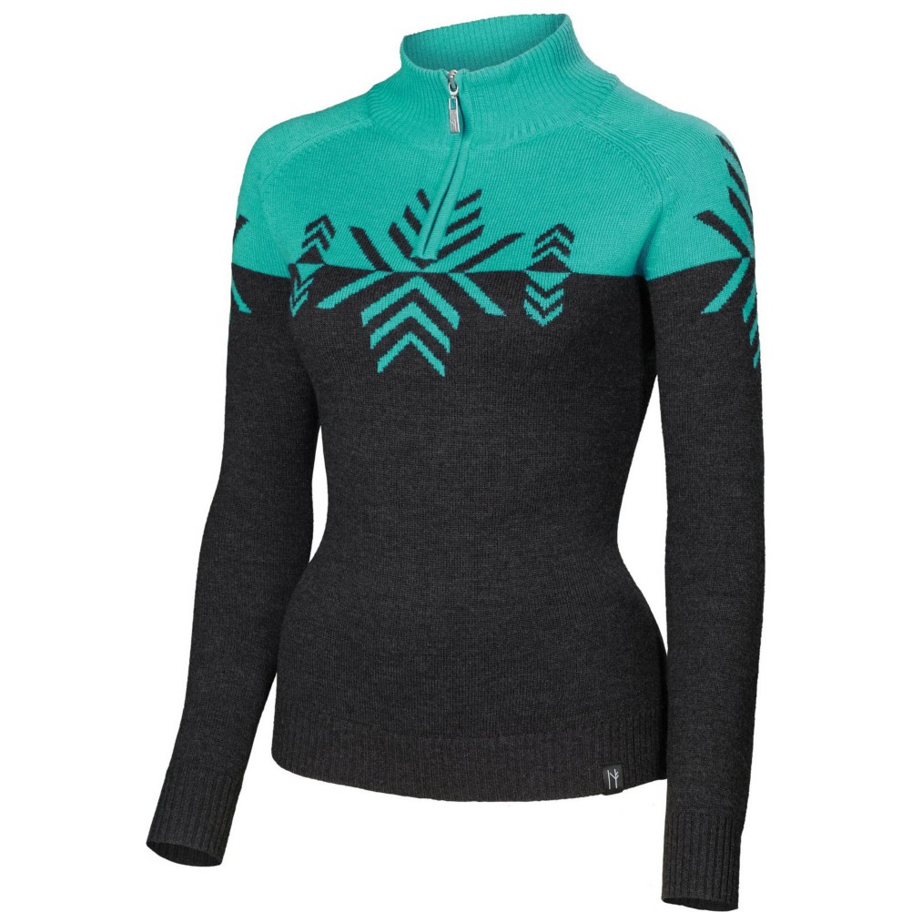 Neve Designs Natalie Zip Neck Womens Sweater, Jade, swatch