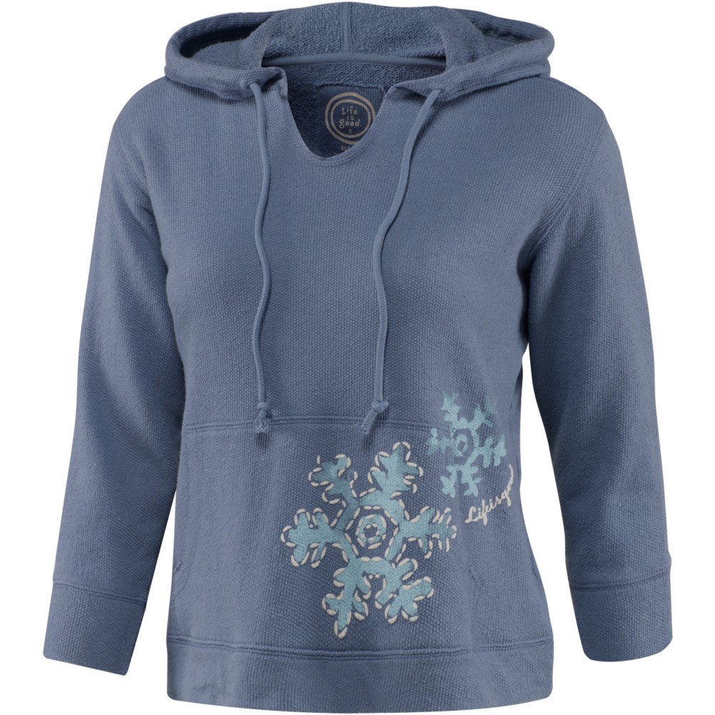 Life Is Good 3/4 Sleeve Sleep Fresh Snowflake Hoodie Womens Hoodie, , medium