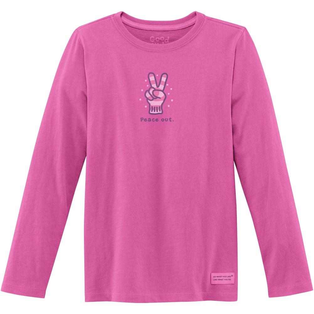 Life Is Good Crusher Long Sleeve Peace Out Glove Girls Shirt, , medium