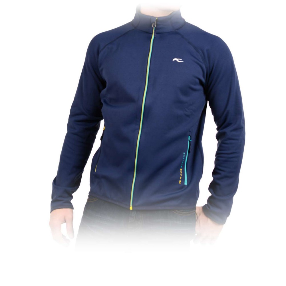 KJUS Charger Stretch Mens Mid Layer, Peacoat-Viridian Green-Yellow, medium