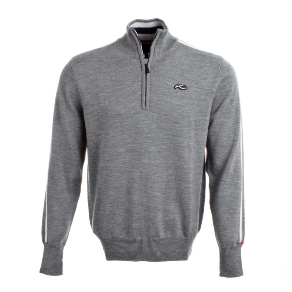 KJUS 1972 Half Zip Mens Mid Layer, Grey Melange, medium