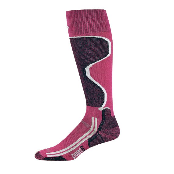 Point6 Ski Light Womens Ski Socks, Fuchsia-Black, medium