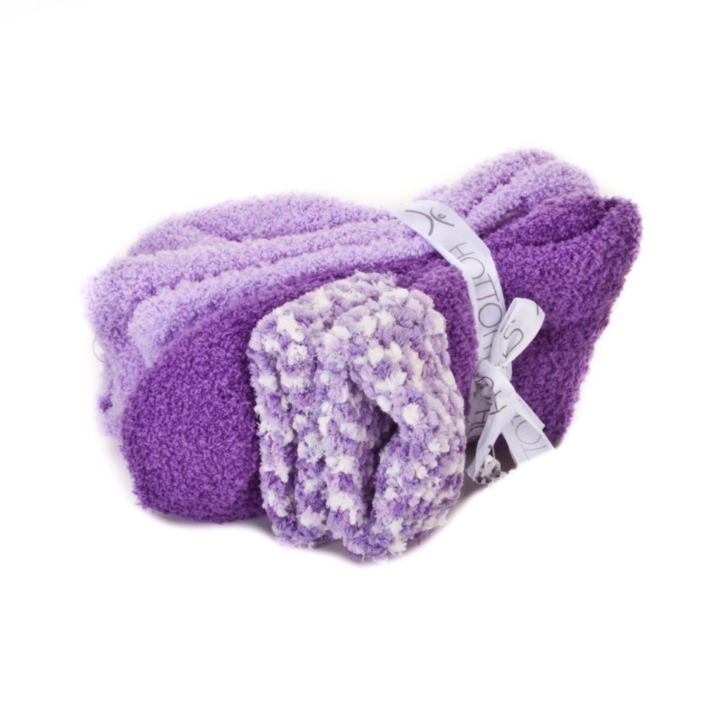 TERRAMAR Fuzzy Womens Socks, Purple, medium