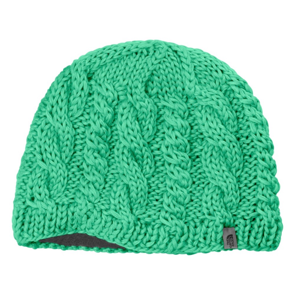 The North Face Cable Fish Beanie Womens Hat, Lizzie Green, medium