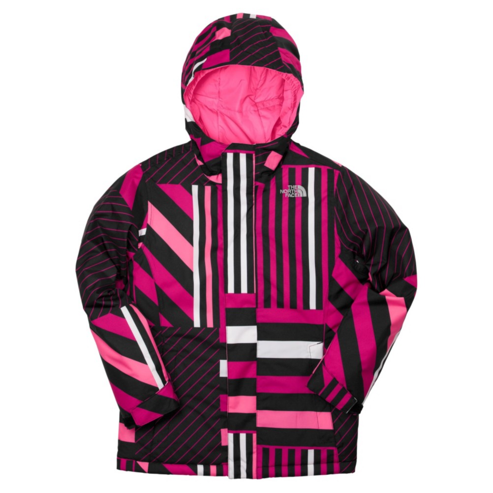 The North Face Denay Girls Ski Jacket, Razzle Pink Stripe, swatch