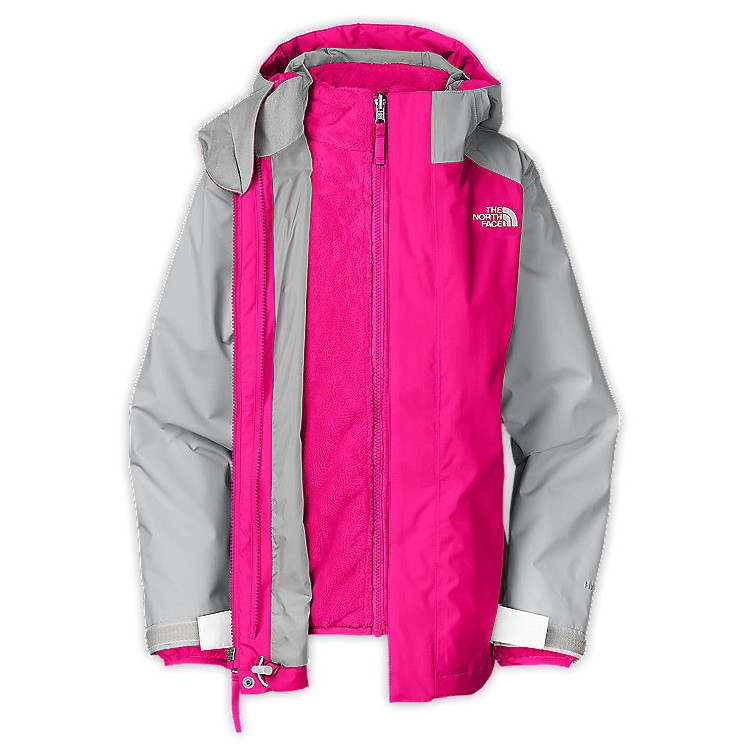 The North Face Fallon Triclimate Girls Ski Jacket, Razzle Pink-Metallic Silver, swatch