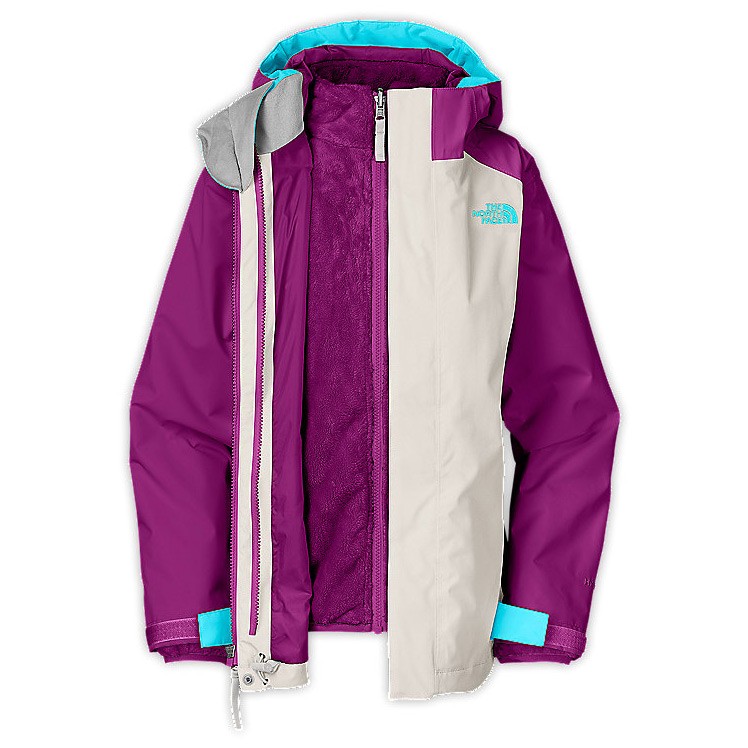 The North Face Fallon Triclimate Girls Ski Jacket, Ether Gray-Premiere Purple, medium