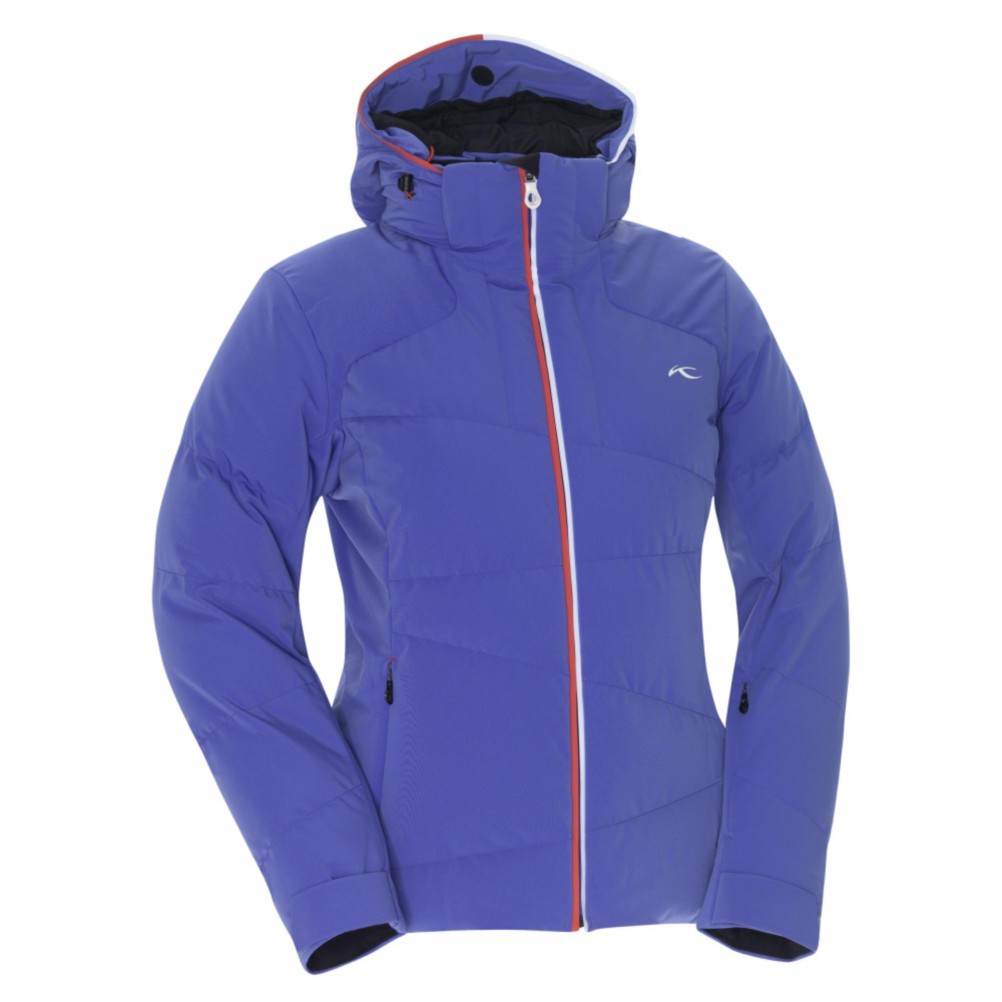KJUS Savvy Down Womens Insulated Ski Jacket, Dazzling Blue-Fiery Red-White, swatch