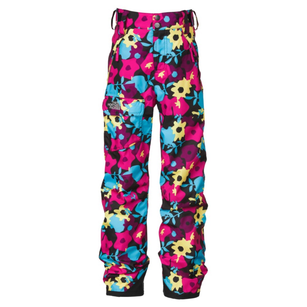 The North Face Freedom Girls Ski Pants, Razzle Pink Floral, swatch