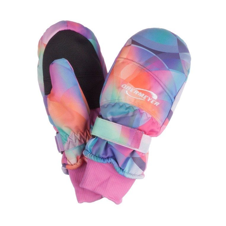 Obermeyer Radiator Print Girls Mittens, Kaleidoscope Print, medium