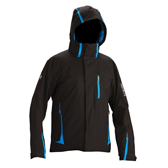 Descente Charger Mens Insulated Ski Jacket, Black-Cobalt Blue, swatch