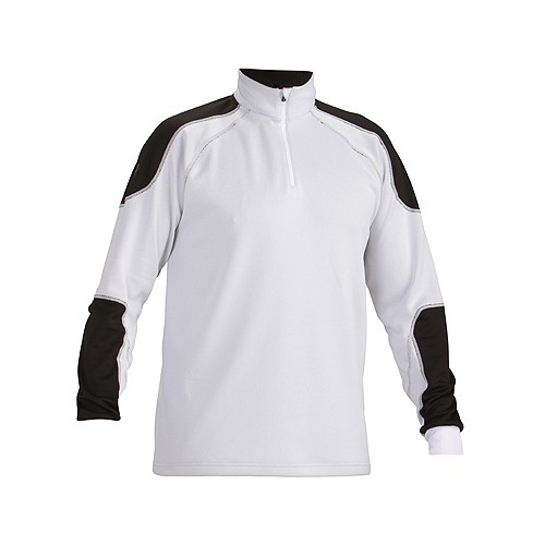Descente Jon T-Neck Mens Mid Layer, Super White-Black, medium
