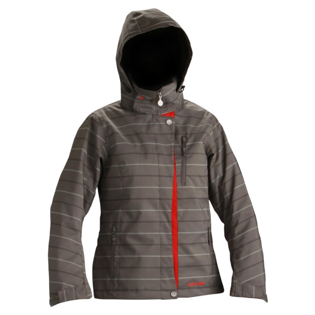 DNA Zoe Womens Insulated Ski Jacket, Grey-Ruby, medium