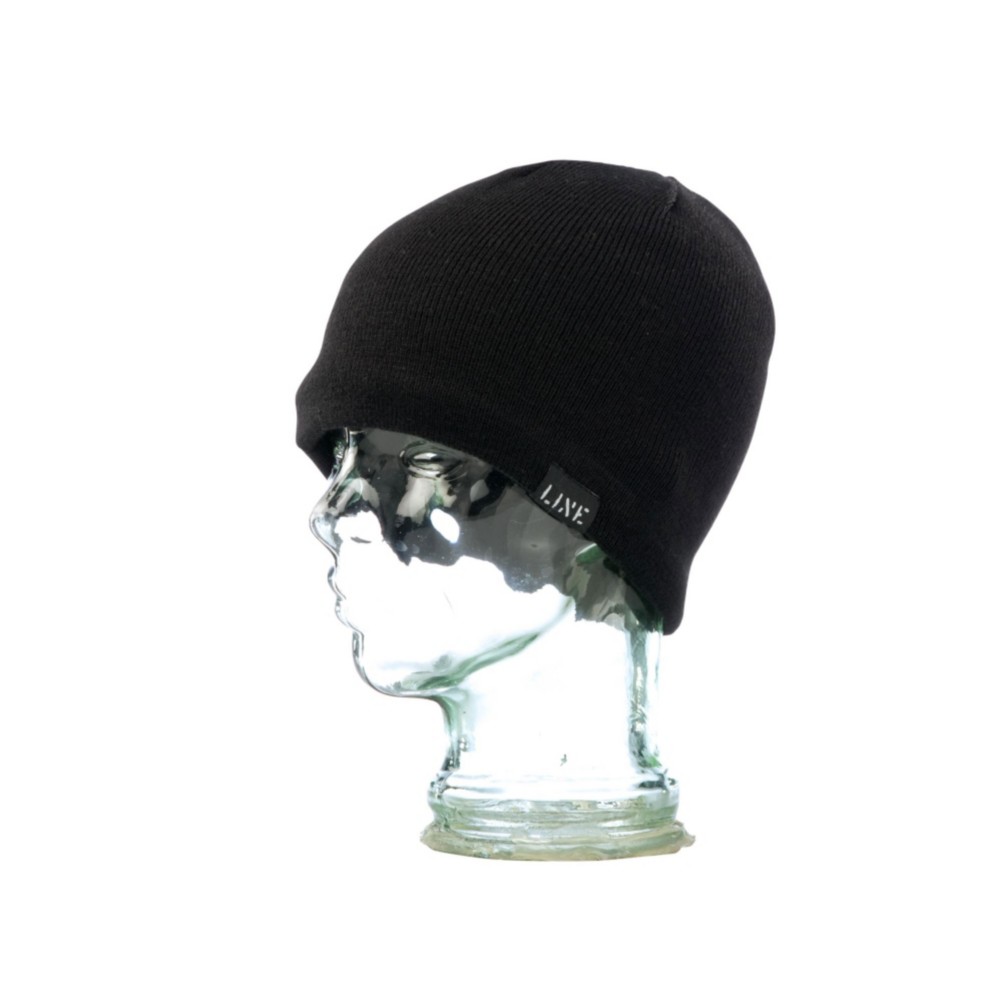 Line Skully Beanie Hat, Black, medium