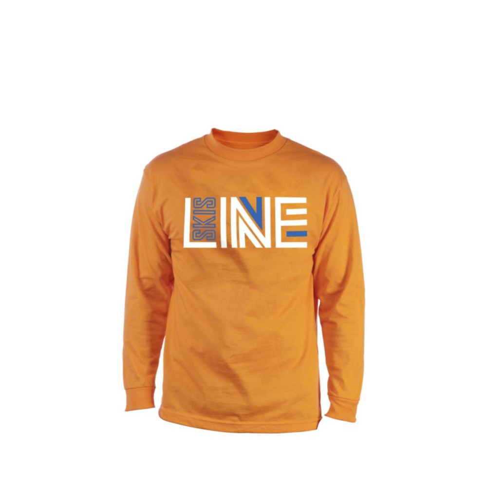 Line Logo Wicking Long Sleeve T-Shirt, Orange, medium