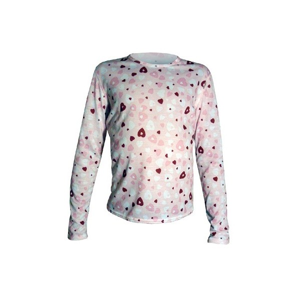 Hot Chillys Mid Weight Print Crewneck Girls Long Underwear Top, Heart Dance, swatch