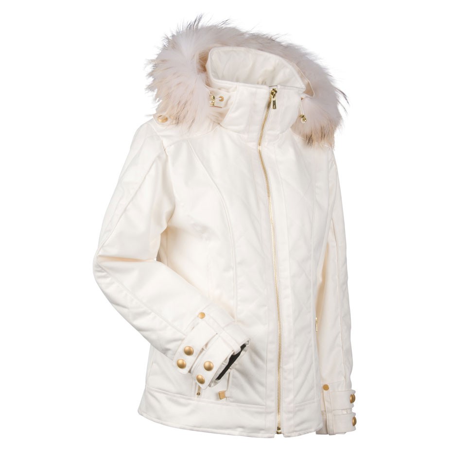 Nils Jacquie Real Fur Womens Insulated Ski Jacket, Ivory, medium