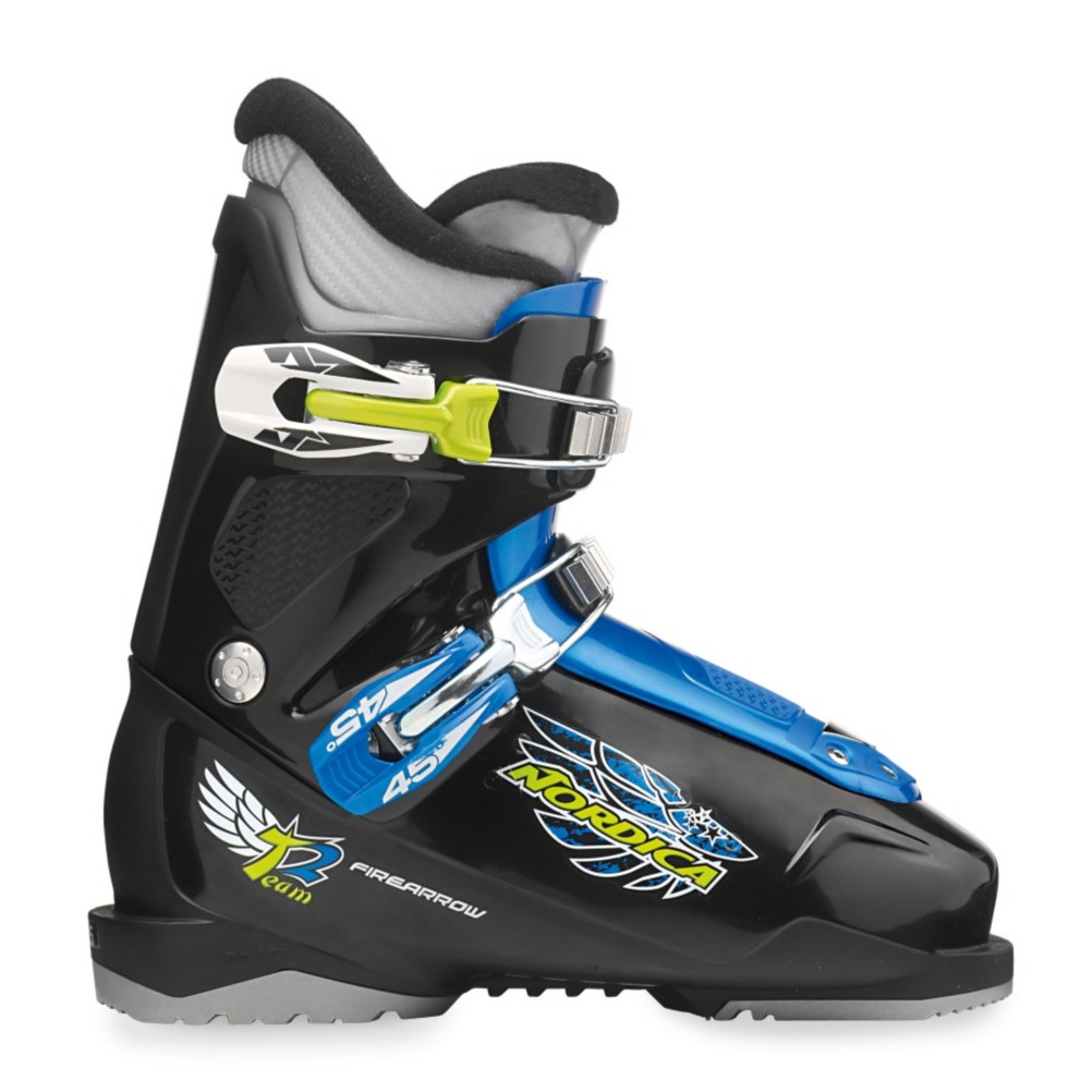 Nordica FireArrow Team 2 Kids Ski Boots, Black-Light Blue, medium