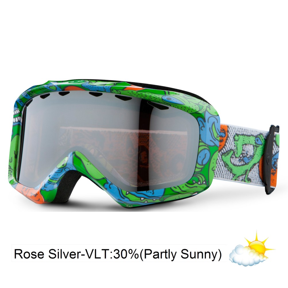 Giro Grade Plus Kids Goggles 2013, Green Monsterish-Rose Silver, swatch