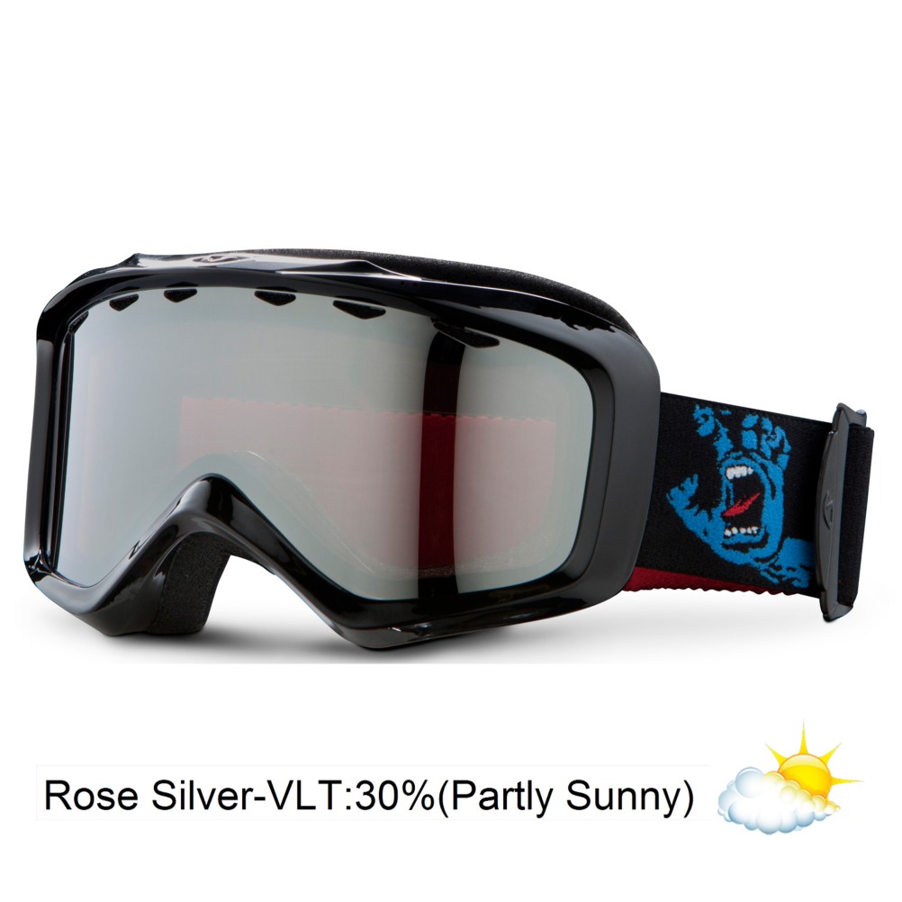 Giro Grade Plus Kids Goggles 2013, Black Santa Cruz Screaming Hand-Rose Silver, medium